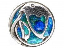 Art Nouveau Silver & Enamel Buttons by Liberty In Original Case
