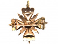 Georgian Gold & Flat Cut Garnet, Maltese Cross Pendant & Brooch