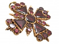 Georgian Gold & Flat Cut Garnet, Maltese Cross Pendant & Brooch