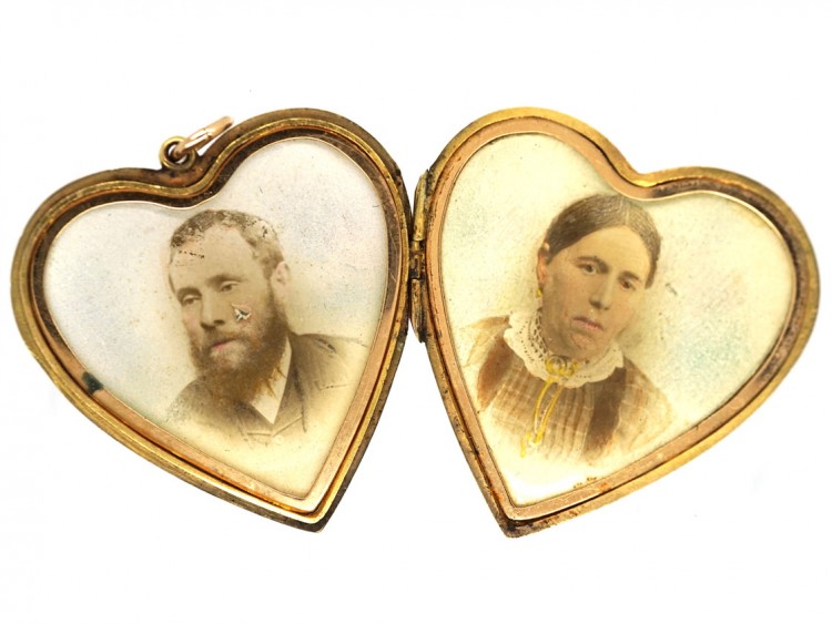 Edwardian 15ct Gold Heart Locket Set With a Diamond