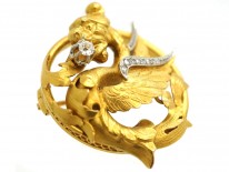 French 18ct Gold & Diamond Set , Nineteenth Century Dragon Brooch