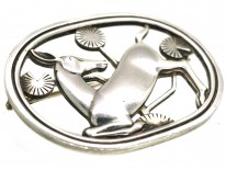 Silver Kneeling Fawn Brooch By Georg Jensen