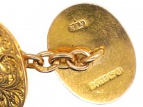 Victorian 9ct Gold Engraved Oval Cufflinks