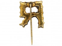 R Gold Plated & Turquoise Glass Tie Pin