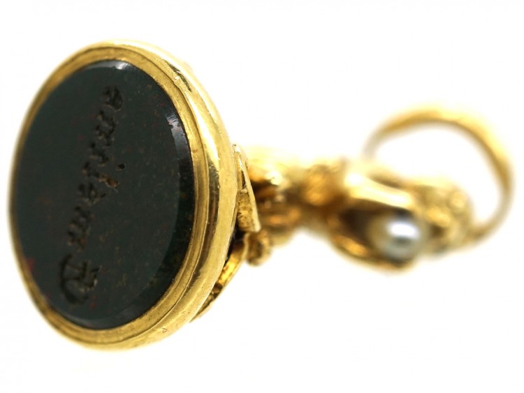 Victorian 15ct Gold Monkey Seal With a Bloodstone Base Engraved Emeline