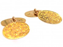 Edwardian 9ct Gold Oval Engraved Cufflinks