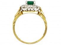 18ct Gold, Emerald & Diamond Rectangular Ring