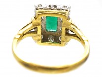 18ct Gold, Emerald & Diamond Rectangular Ring