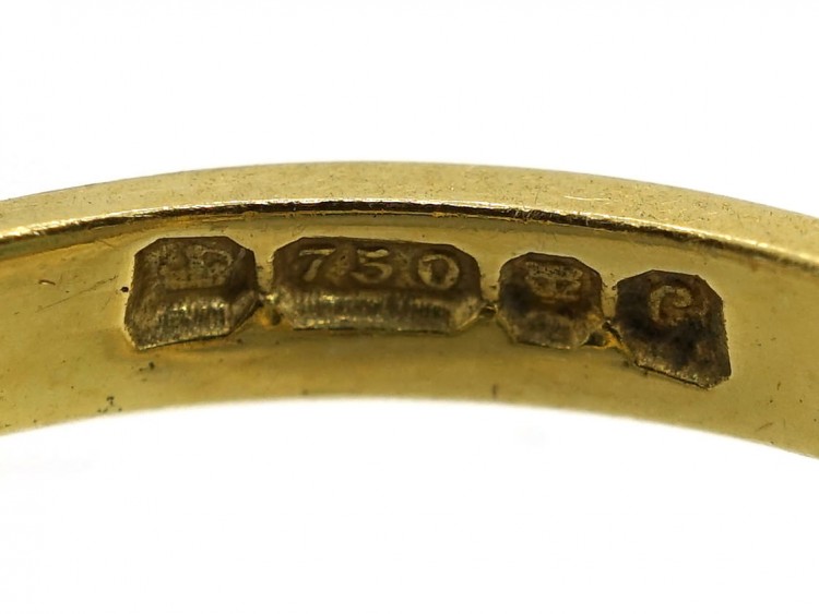 18ct Gold, Emerald & Diamond Rectangular Ring