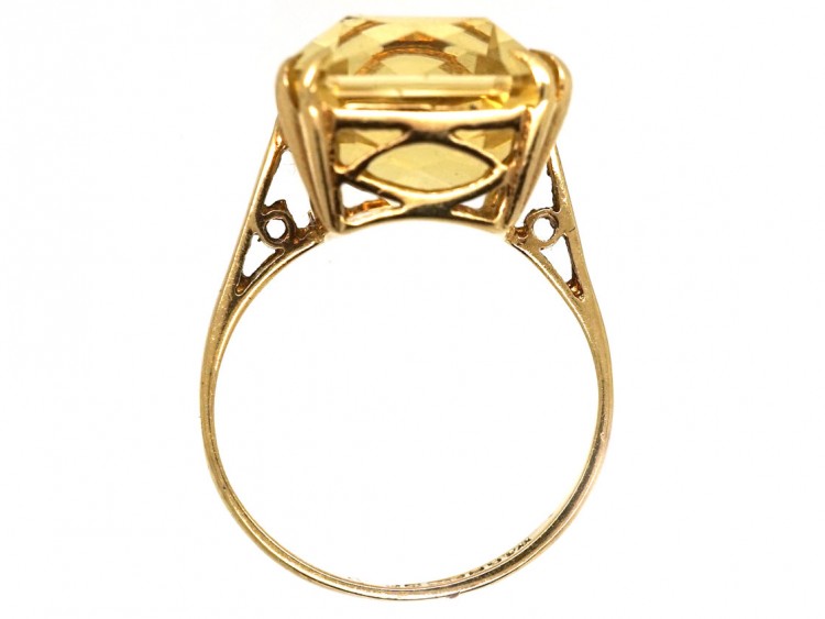 9ct Gold & Rectangular Citrine Ring