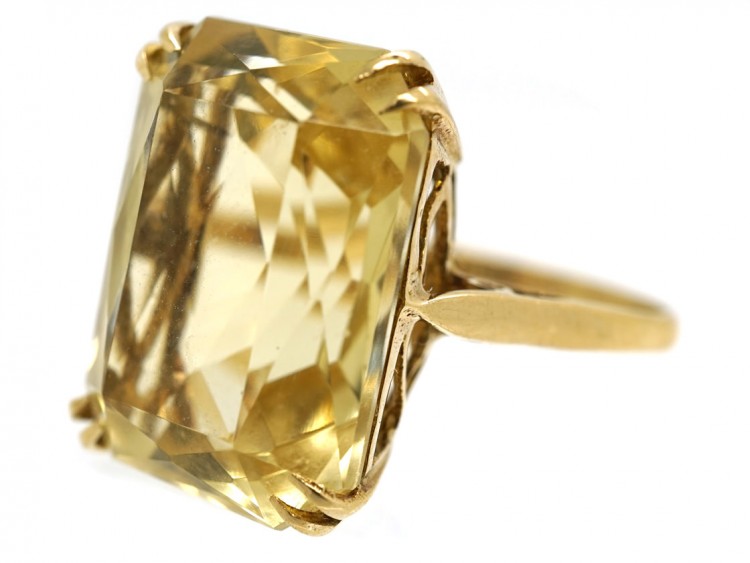 9ct Gold & Rectangular Citrine Ring