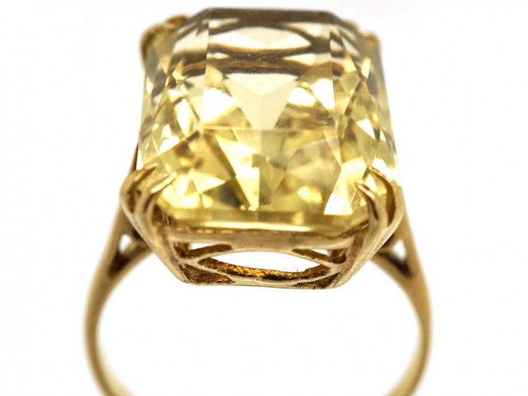 9ct Gold & Rectangular Citrine Ring