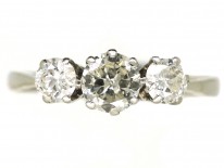 Art Deco Platinum Three Stone Diamond Ring