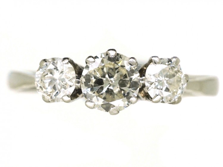 Art Deco Platinum Three Stone Diamond Ring