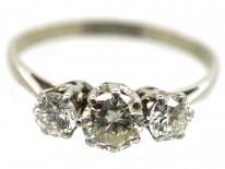 Art Deco Platinum Three Stone Diamond Ring