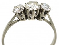 Art Deco Platinum Three Stone Diamond Ring