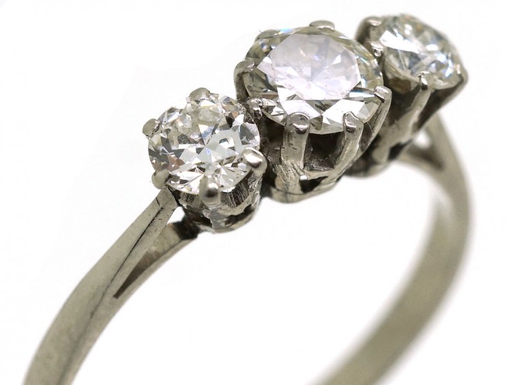 Art Deco Platinum Three Stone Diamond Ring