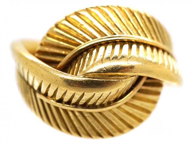 18ct Gold Van Cleef & Arpels Double Leaf Twist Ring