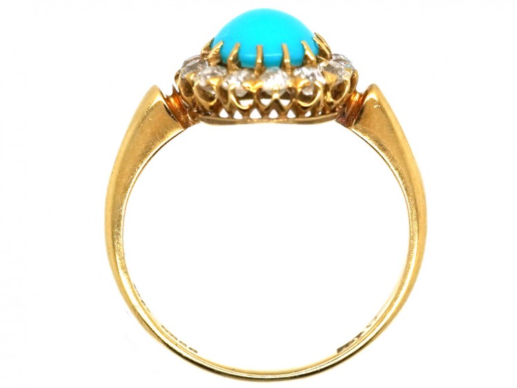 Edwardian 18ct Gold, Turquoise & Diamond Ring