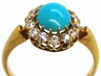 Edwardian 18ct Gold, Turquoise & Diamond Ring