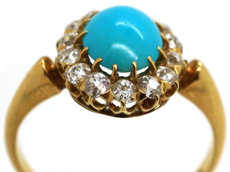 Edwardian 18ct Gold, Turquoise & Diamond Ring