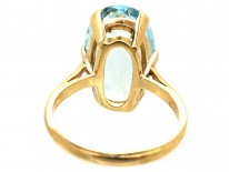 9ct Gold & Large Oval Aquamarine Ring