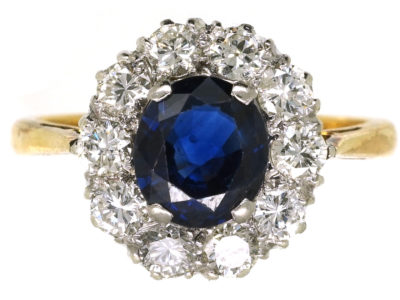 18ct Gold, Sapphire & Diamond Cluster Ring