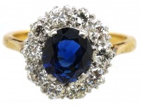 18ct Gold, Sapphire & Diamond Cluster Ring