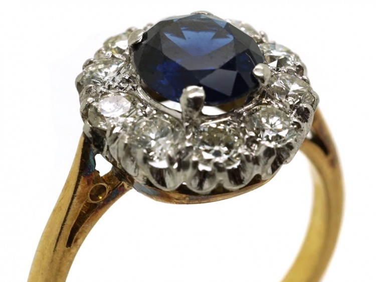 18ct Gold, Sapphire & Diamond Cluster Ring