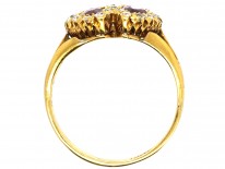 Edwardian 18ct Gold, Ruby & Diamond Double Heart Ring