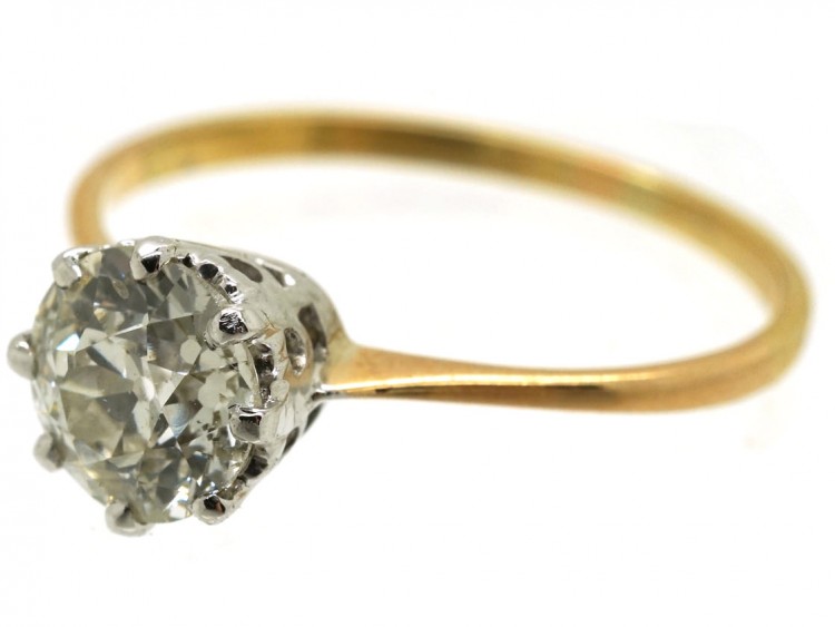 18ct Gold & Platinum Diamond Solitaire Ring