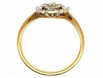 Edwardian 18ct Gold, Platinum & Rose Diamond Flower Ring