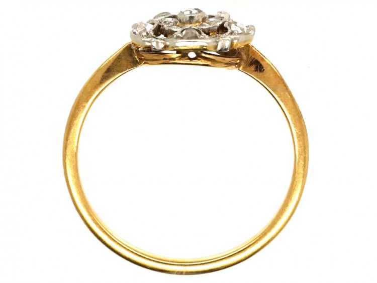 Edwardian 18ct Gold, Platinum & Rose Diamond Flower Ring