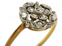 Edwardian 18ct Gold, Platinum & Rose Diamond Flower Ring