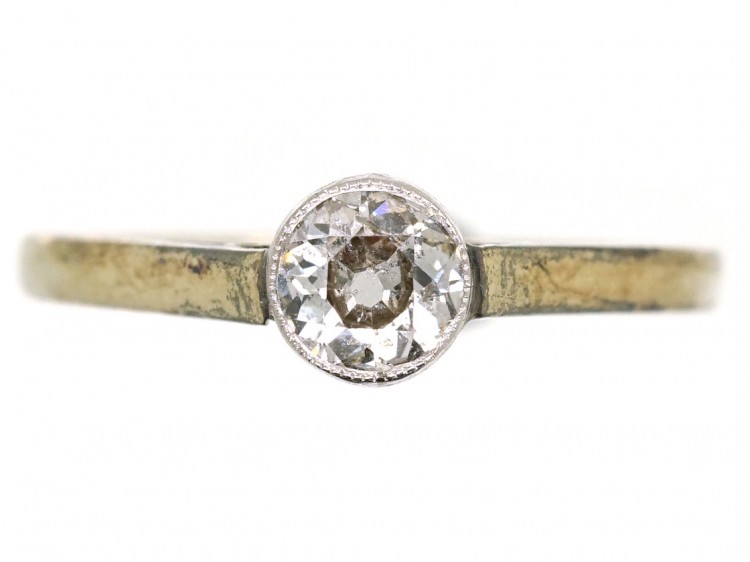 Art Deco 18ct White Gold & Platinum Solitaire Diamond Ring