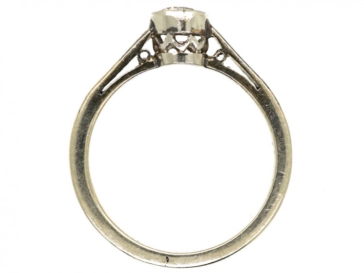 Art Deco 18ct White Gold & Platinum Solitaire Diamond Ring