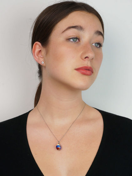 Silver & Red, White & Blue Enamel Easter Egg