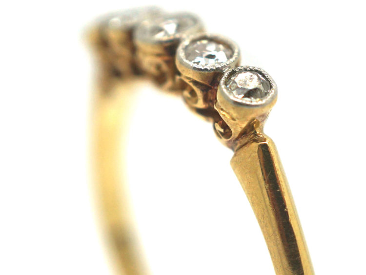 Edwardian 18ct Gold, Platinum & Five Stone Diamond Ring