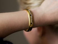 Edwardian 18ct Gold Wide Bangle Set With Sapphires & Diamonds
