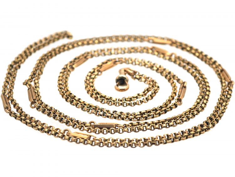 Victorian 9ct Gold Fancy Link Guard Chain