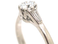 Millenium Platinum & Diamond Solitaire Ring With Diamond Baguette Shoulders