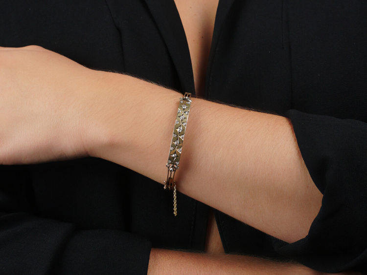 Edwardian 15ct Gold Bangle Set With Diamonds