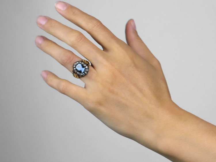 Georgian 18ct Gold Rose Diamond & Hardstone Cameo Ring