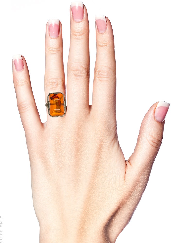 Art Deco Silver & Amber Ring