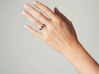 Victorian 18ct Gold, Diamond & Sapphire Carved Half Hoop Ring