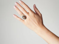 Art Deco Silver, Marcasite & Coral Oval Ring