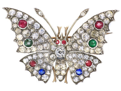 Victorian Silver & Paste Butterfly Tremblant Brooch and Hair Ornament in Original Case Victorian Silver & Paste Butterfly Tremblant Brooch and Hair Ornament in Original Case