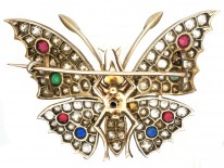 Victorian Silver & Paste Butterfly Tremblant Brooch and Hair Ornament in Original Case