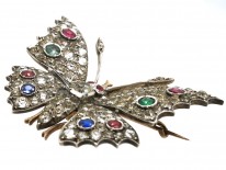 Victorian Silver & Paste Butterfly Tremblant Brooch and Hair Ornament in Original Case