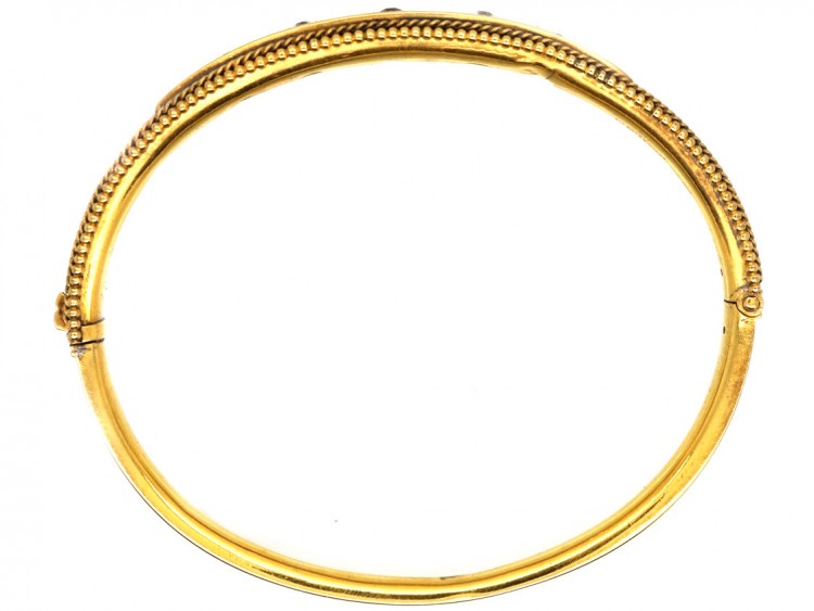 Victorian 15ct Gold, Diamond & Ruby Bangle